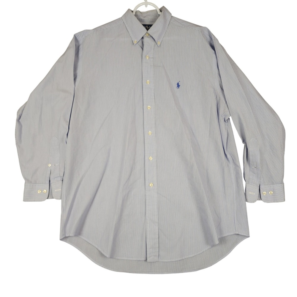 Ralph Lauren Men's Blue Pinstripe Button Down Shirt Yarmouth‎ 16.5 34/35